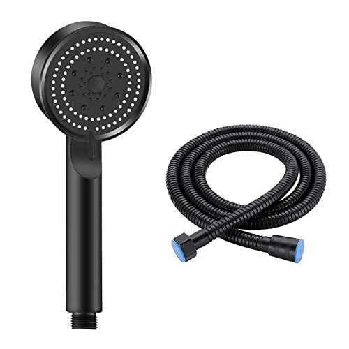 Pommeau de douche haute pression économie d'eau noir ajustable avec tuyau