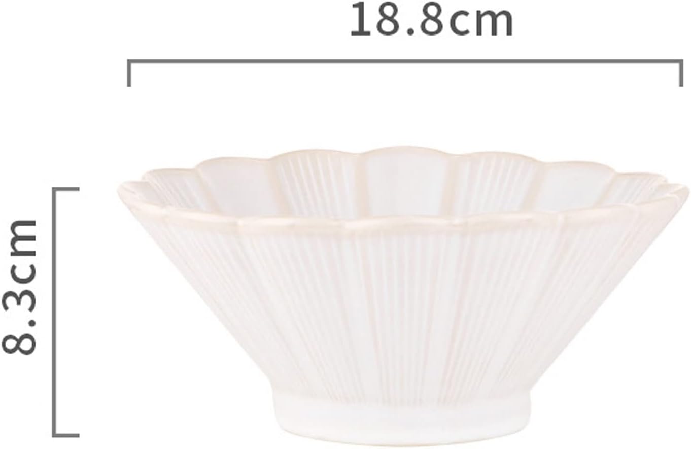 GeRRiT Bowl Ceramic Bowls Simple Household Rice Noodles Bowl Dinner Platespetal Stripes Delicate White Tableware