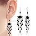 Black Onyx 925 Sterling Silver Handmade Chandelier Hook Earrings, Multi-strand Tiny 6x4 Oval Gemstone Women Jewelry, Large Dangle Earrinsg, Christmas Gift