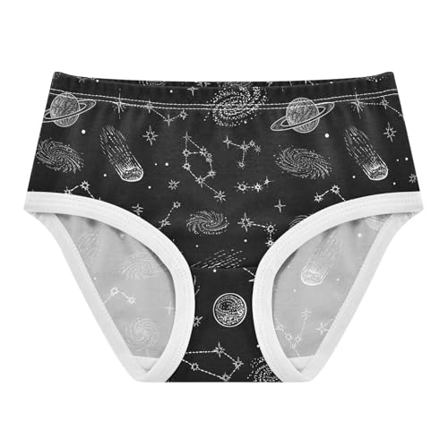 Little Girls' Soft Cotton Underwear Kids Breathable Comfort Space Planet Constellation Panties Briefs Toddler