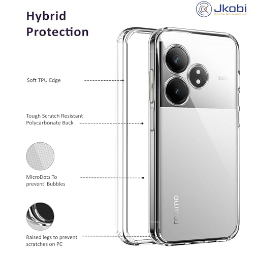 Image of Jkobi Back Case Cover for Realme GT 6 | GT 6T 5G (Shockproof Case with Camera Protection | Soft and Flexible | Transparent)
