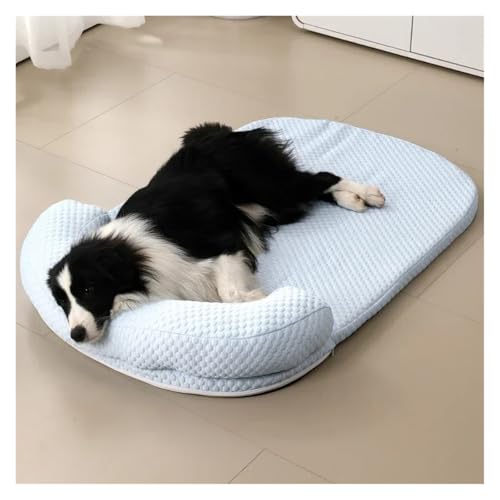 Cama para perro de seda helada alfombrilla espuma azul gato 3