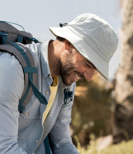Creekstone Regenhut Damen Wasserdicht, Herren Bucket Hat Eimerhut, Sonnenhut UV Schutz, UPF50 Outdoor Faltbar Wandern Fischerhut (DE/NL/SE/PL, Alphanumerisch, Einheitsgröße, Beige)