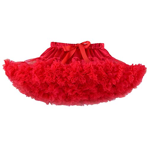 Adorel Falda Tutú Tul de Enagua Plisada Ballet para Niñas Rojo 5-7 Años (Tamaño del Fabricante M)