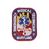 Maryland Emergency Medical Technician Patch Embroidered MD Tech EMS Ambulance Uniform Crest - F 20