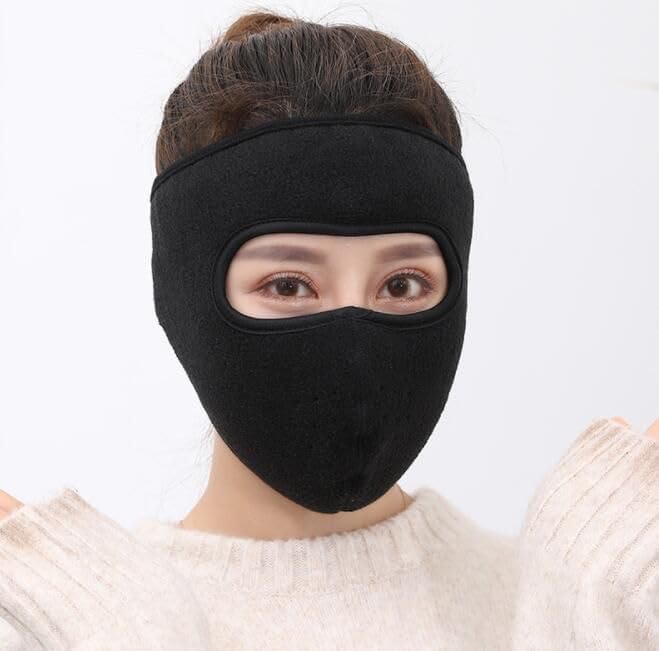 Image of Cotton Blend Solid Summer Face Mask for Women | Free Size | ideal for Dust, Sun Protection, Bike, Riding & Outdoor Activities | Black