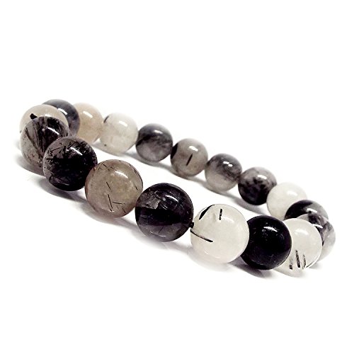天然石ブレスレット SION】天然石 ブレスレット ブラックルチルクォーツ 黒針水晶 約6mm