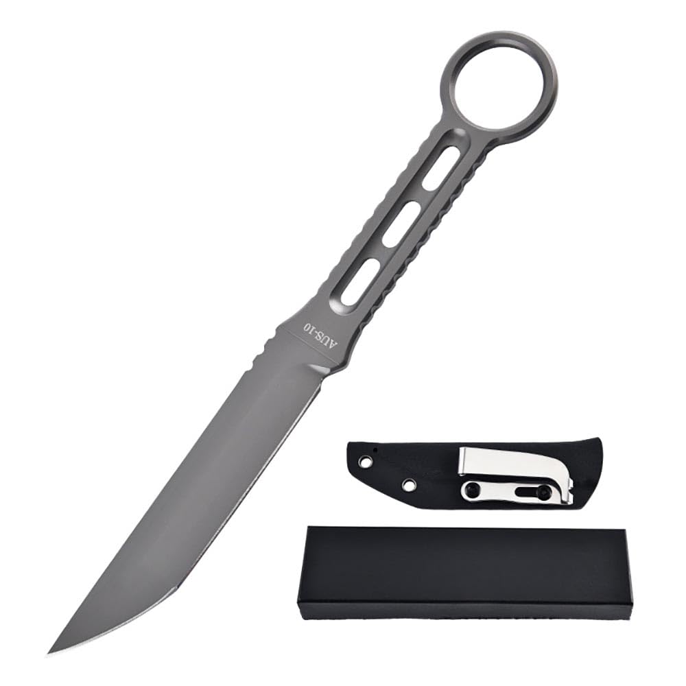 Joa Kleine handliches werkzeug stahl messer scharf rutschfest grau Survival Tragbare Camping outdoor messer edc Jagdmesser Neck knife feststehende messer gürtelmesser/Clip Scheide,Geschenk für männer