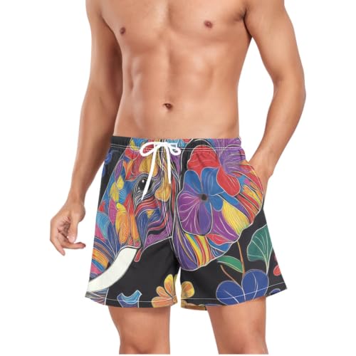 Bañador corto de hombre con flores bohemias para gimnasio
