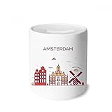 DIYthinker Amsterdam Wohnung Zeichen-Geld-Kasten Sparkassen Keramik Münzfach Kinder Erwachsene 3.5 Zoll in Height, 3.1 Zoll in Duruchmesser Mehrfarbig