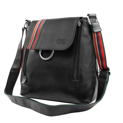 Bolsa Transversal VIOLETA em Couro (Preto)