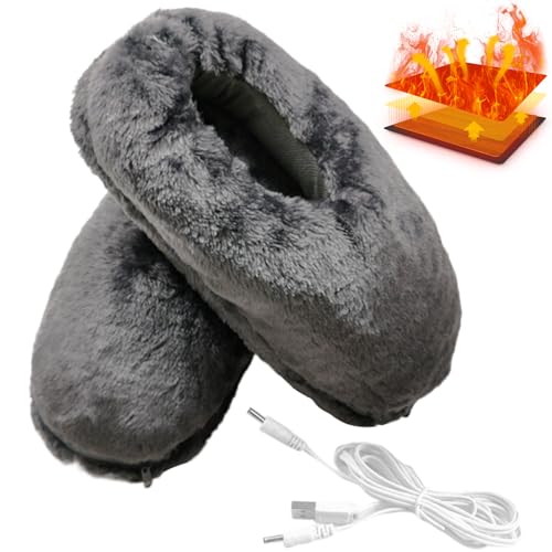 Electric Heating Shoes - USB Foot Heatings Pad | Plush Heated Footwear for Indoor Outdoor Winter Use with Rechargeable Electrics Warm Slippers Comfortable Foots Warmer