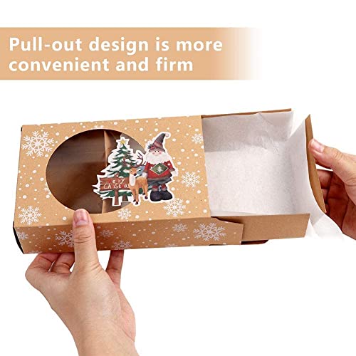 Ourwarm 12Pcs Christmas Cookie Gift Boxes Treat Boxes For Holiday Gift Giving And Christmas Party Supplies, Christmas Kraft Paper Food Bakery Boxes With Clear Window, Oilpaper And Ribbons #TOP6