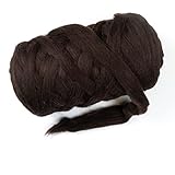 Kondoos Natural Wool Bulky Chunky Yarn roving, 8 lb. Best fot Hand Made Spinning, arm Knitting, Felting,Giant Blankets, Tapestry, Bedding un-Dyed. (Dark Brown Chocolate, 8 lb)
