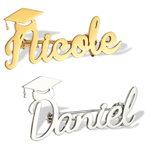Image of Custom Name Lapel Pin Personalized Script Brooch for Women Men, Customizable Name Badge Elegant Cursive Letter Pin, Minimalist Jewelry Gift for Wedding Birthday Anniversary