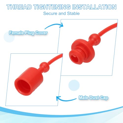 Image of PATIKIL 1 /4 inch ISO-B Hydraulic Coupler Male Dust Cap and Female Plug Cover, Set of 4 Rubber Quick Disconnects Port Plug Cover Fittings Red Cap with Retention Ring