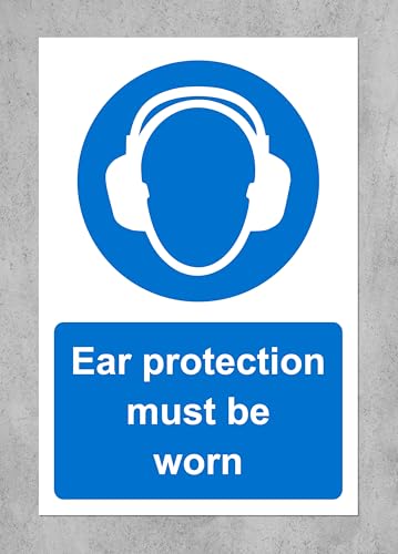Ear protection must be worn safety sign - 1.2mm Rigid plastic 300mm x 200mm