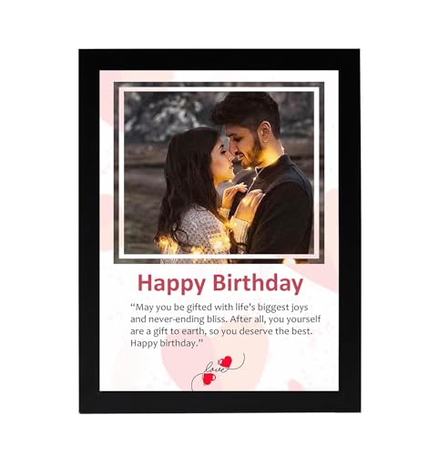 Image of Wall Hanging Photo Frame with Photo Upload - Customized Text and Massage with Your Anniversary, Couple, Valentine's Day Gifts (8x10)