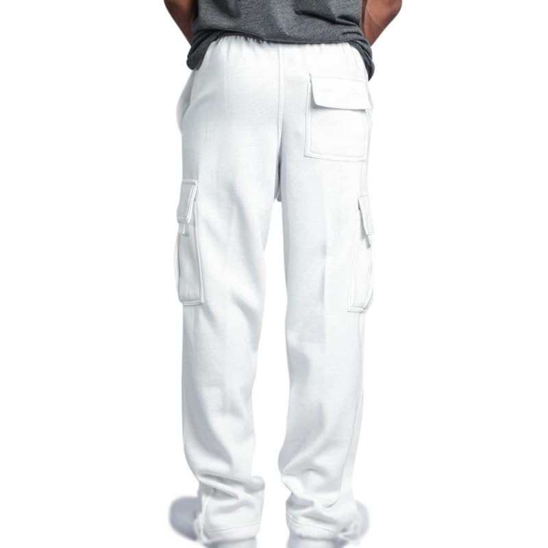 Men Cargo Sweatpants Drawstring Straight Leg Casual Trousers Loose Fit Baggy Athletic Jogger Pants with Pockets2
