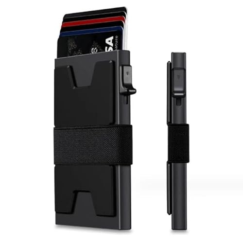 VM FASHION KISS Ultra-thin aluminum metal credit card holder RFID blocking pop-up Men's front pocket smart wallet