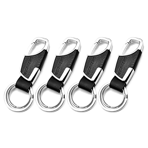 Key Chain with 2 Extra Key Rings, Heavy Duty Car Keychain Key Fob Key Holder for Men and Women - 4 Pack