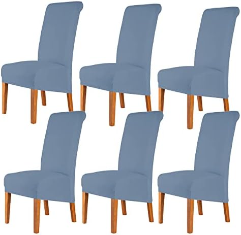 CMAKER High Back Chair Covers Stretch Spandex Fabric Chair Slipcover Seat Cover for Home Washable Removable Parsons Chair Protector Dining Room Kitchen Hotel,Set of 6,Wine Red