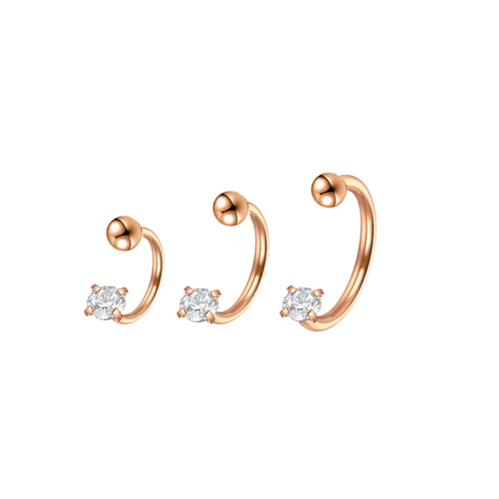 Niaspi 3Pcs 18G Surgical Steel CZ Cartilage Earrings C-Shaped Hoops Snake Bite Lip Rings Nose Rings Body Piercing Jewelry for Women Men 6mm 8mm 10mm