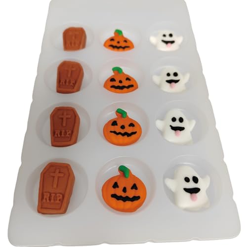 Image of Halloween Sprinkles Icing Decoration for Cupcake Decorating, Halloween Pumpkin, Edible Ghost Tombstones Cake Cupcake Topper for Baking Cookie Ice Cream Candy Decoration