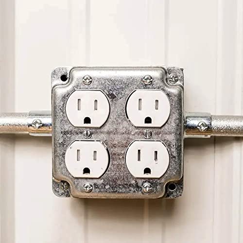 Bueyfolt 1 Pack 4" Square Electrical Box, Ten 1/2", Six 3/4" Knockouts,Suitable For Kitchen/Living Room,Round Raised Ground,Galvanized Steel Drawn Construction #TOP5
