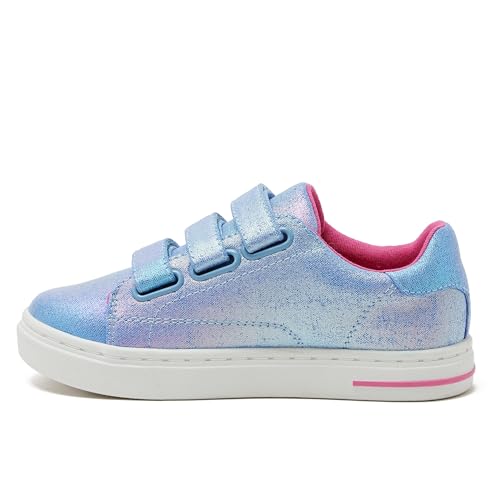 Lands' End Boys' and Girls' Sneakers, No Tie Casual Tennis Shoes for Boys and Girls Size 5-10 Toddler, Little and Big Kids 11 to 7, Blue or White with Hook and Loop Straps4