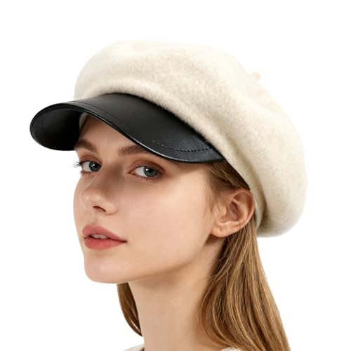 Béret pour femme Andiker en laine avec bord en polyuréthane