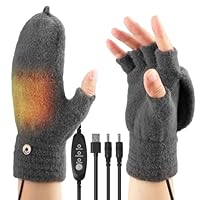 HQCM USB Heated Fingerless Gloves for Women Teenegar, 3 Levels Warming Heating Touchscreen Warm Soft Hands Knitted Thermal Mittens for Keyboard Gaming Typing Indoor Outdoor Cold Weather Winter Gift