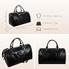Time Resistance Full Grain Leather Small Duffel Bag - Gym Weekender Overnight Bag (Black)