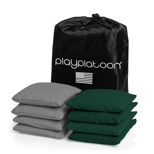Image of Play Platoon Cornhole Bags Weather Resistant- Set of 8 Regulation Bean Bags for Tossing- Official Professional Size & Weight Corn Hole Bags Two Color All Weather Cornhole Beans Bag Set with Tote Bag