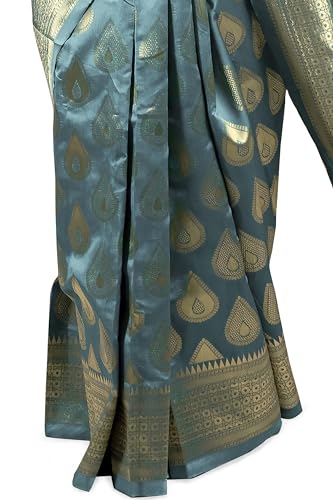Image of Subham Saree for Woman Silk Cotton Kanjivaram | Soft Daily Wear Golden Zari Sari with Jacquard Blouse Piece