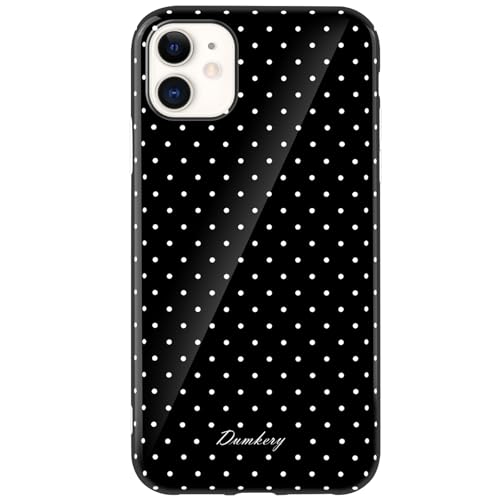 Dumkery Cute Polka Dot Phone Case for iPhone 11, Girly Aesthetic Fade Resistant Pattern IMD Slim TPU Shockproof Cases Cover for Girls Women, Black