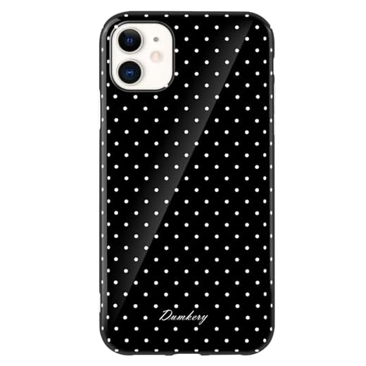 Dumkery Cute Polka Dot Phone Case for iPhone 11, Girly Aesthetic Fade Resistant Pattern IMD Slim TPU Shockproof Cases Cover for Girls Women, Black