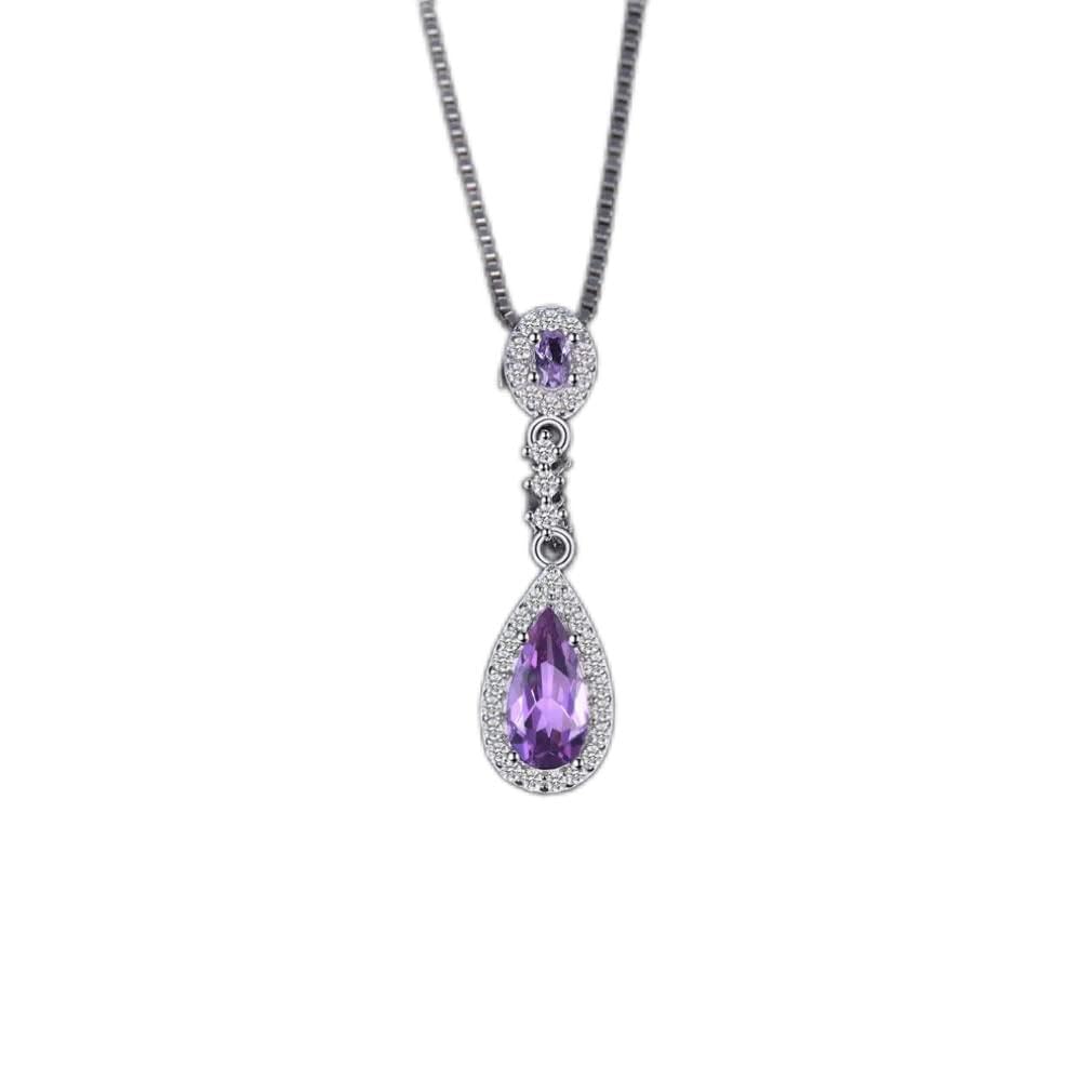Collana con Pendente a Goccia in Argento Sterling 925 con Zaffiro da 2 carati per Gioielli da Donna Senza Catena