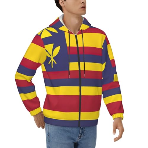 Sweat à capuche drapeau d'Hawaï homme manches longues et cordon de protection