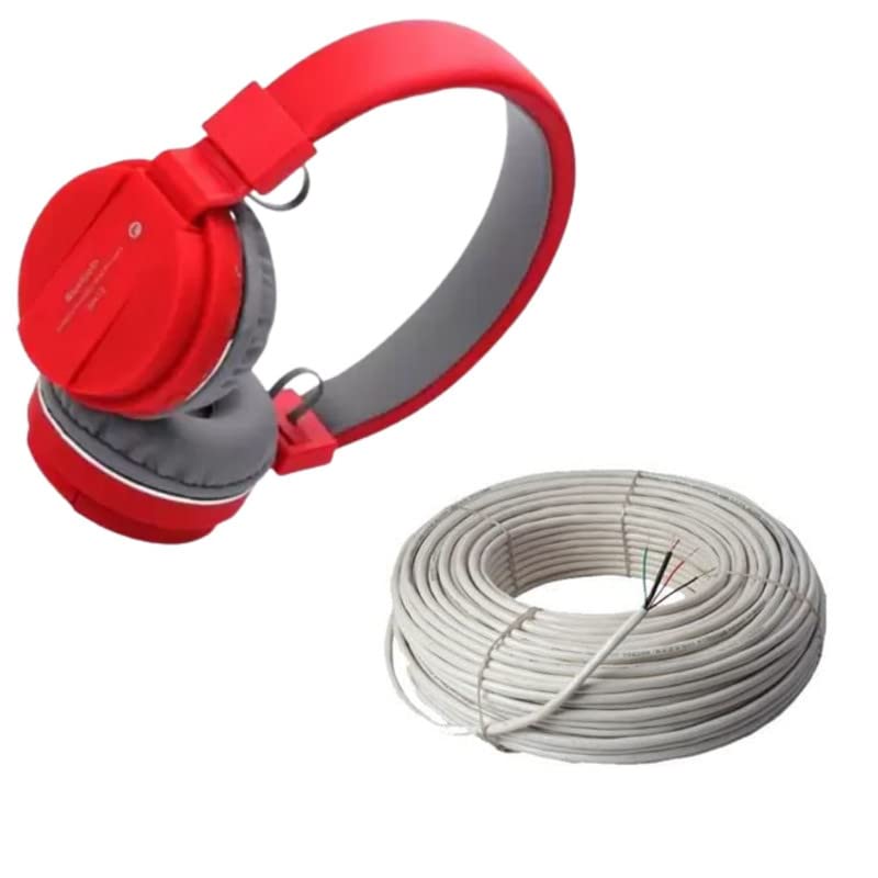 Cospex Combo Pack of 2 Items - Comfortable On-Ear Bluetooth Wireless Headphone, CCTV Wire Cable 3+1 Copper+Breding Alloy+mic Wire Alloy (10 Meter) Best for Residential, Industrial CCTV Installation-picture-43