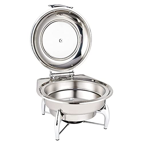 6L Chafer Chafing Dish Für Hochzeiten, Bankette, Partys, Sichtbares Buffetwärmer-Set Aus Edelstahl, Inkl. Essenspfanne, Wasserpfanne, Brennstoffhalter (Color : Silver) – Bild 3