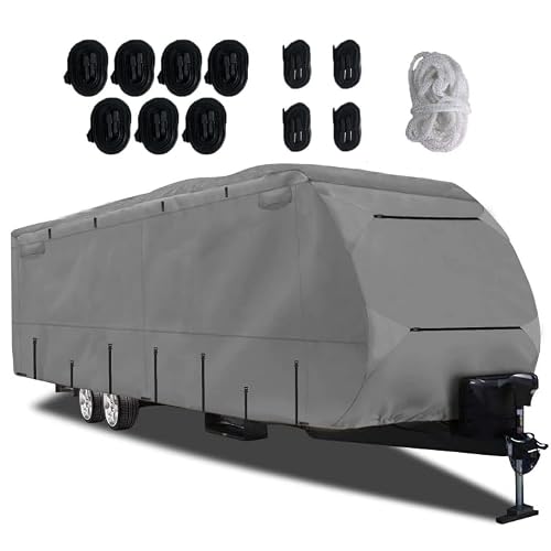 COSTWAY Funda para Autocaravana 493x260x250 cm con 9 correas de fijación, 6 tapas de canalón, 2 parches de reparación y bolsa
