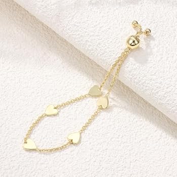 Bracelet Chaîne Femme Or/argent 14K – Cœur Ou étoile, Longueur 23 Cm, Ajustable