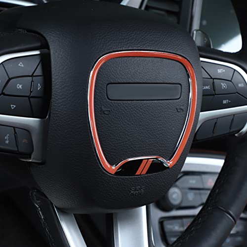 Voodonala For Challenger Charger Steering Wheel Trim, For 2015-2022 Dodge Challenger Charger, For 2014-2020 Jeep Grand Cherokee Srt8, Orange & Black 1Pc #TOP3