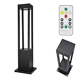 JUMI Borne Solaire de Jardin 60 cm, 20 LED avec Télécommande, 3 Températures de Couleur, Intensité Réglable, Aluminium Noir, IP44, Éclairage Extérieur pour Allées et Terrasses