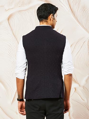 Image of VASTRAMAY Men's - Nehru Jacket, Silk Blend Emboss Fabric nehru jacket For Men, Traditional Indian Festive & Ethnic Wear