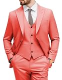 TUXBURNTXZ Men's Dress 3 Piece Slim Fit Homecoming Suits for Men Peach M