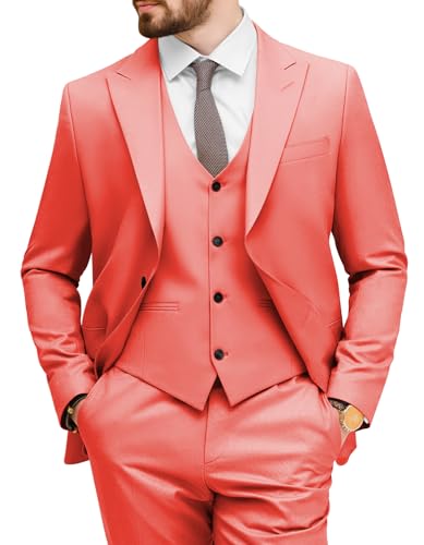 TUXBURNTXZ Peach 3-Piece Wedding Suit