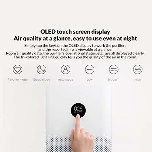 Xiaomi Mi Smart Air Purifier 3H Purificateur d'air avec écran tactile OLED,capteur PM laser de haute précision, APP Smart Control, filtre HEPA 360 °, 380 m³ / h PM-CADR