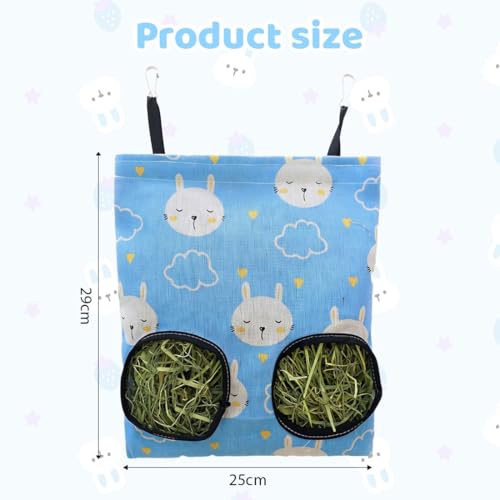 JYNXOR 1 Stück Kaninchen Heutasche, Heu-Futterbeutel, Meerschweinchen Futterstation, Heuraufe Kaninchen, Kleintier Futtersack für Hasen, Chinchillas und Hamster, mit 2 Fenstern